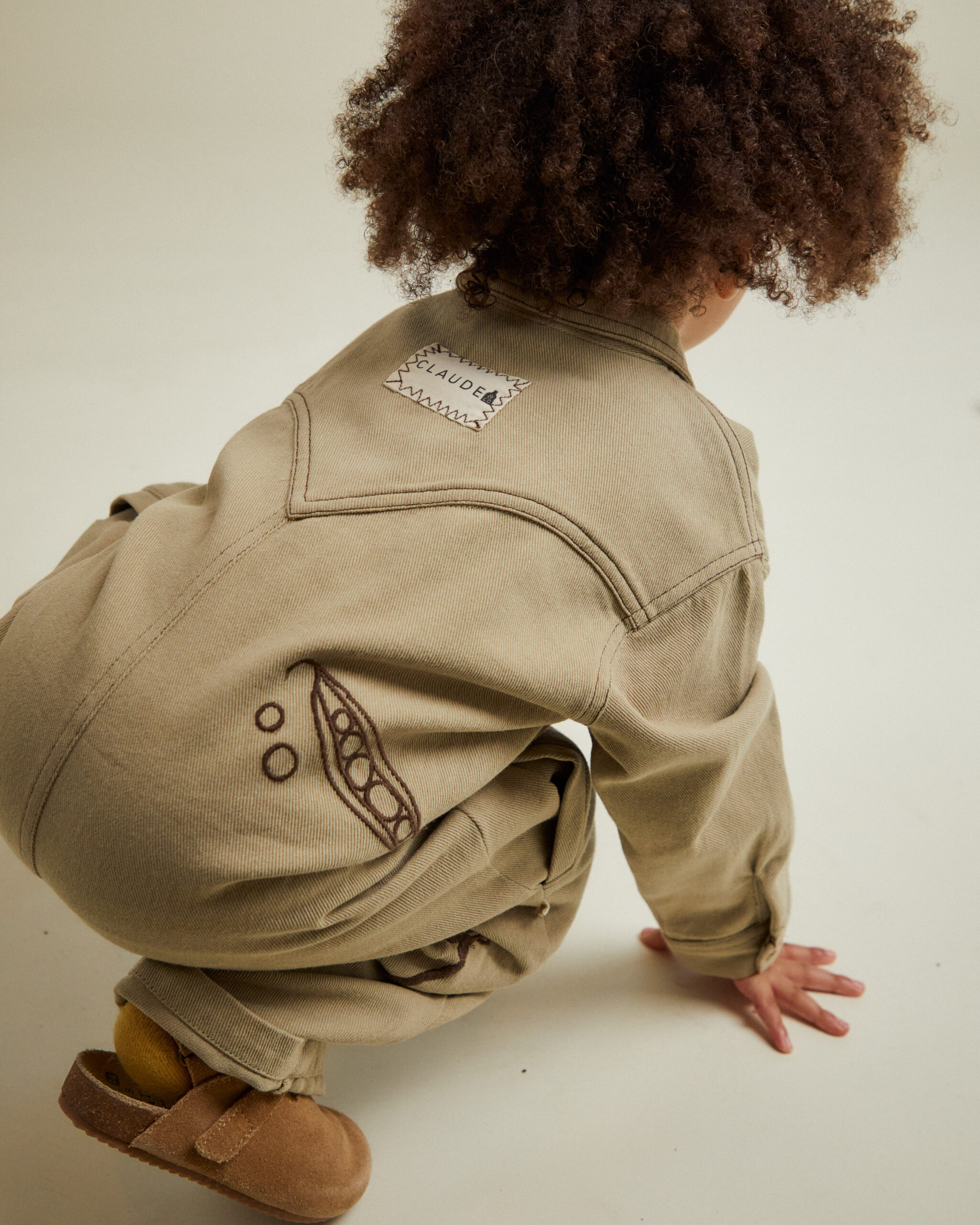 CC508 Quinn Olive Allotment Embroidered Dungarees
